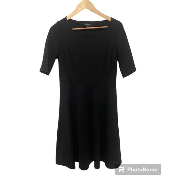 Lands' End Black Dress Long Sleeve A Line Midi Flare Size Small S 6-8 - Picture 1 of 8